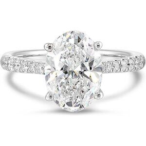 IGI Certified 3 1/4 Carat Oval Lab Grown Diamond Engagement Ring for Women - 14k
